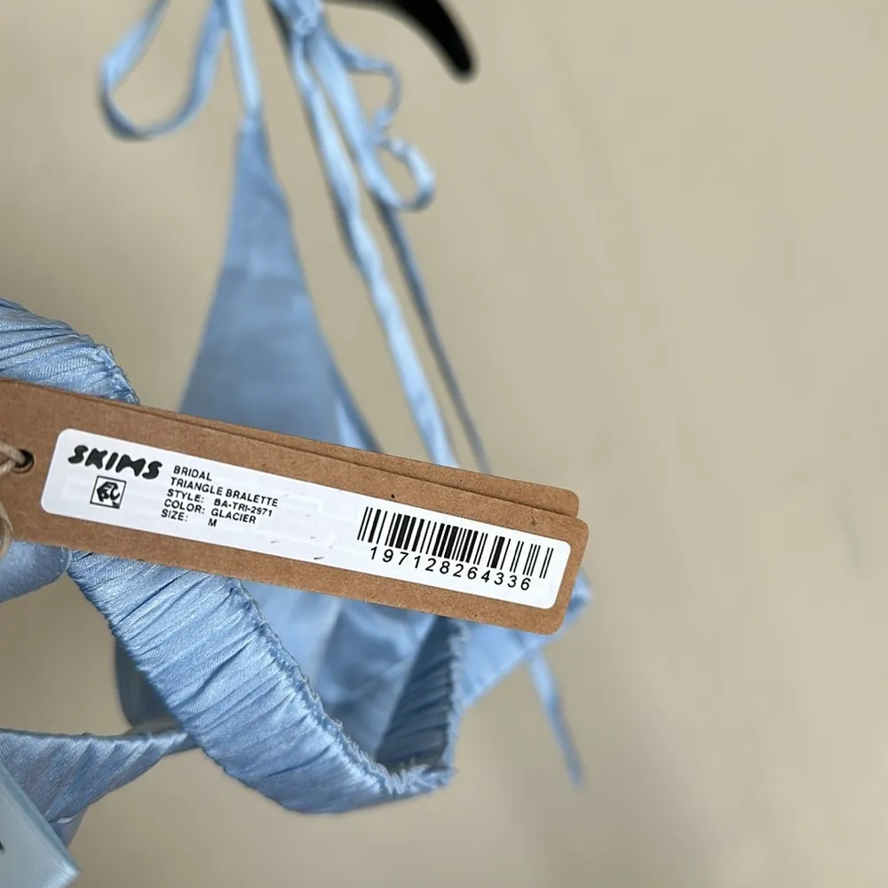 SKIMS Bridal Triangle Silk Bralette in‎ Glacier size M NWT - Image 8