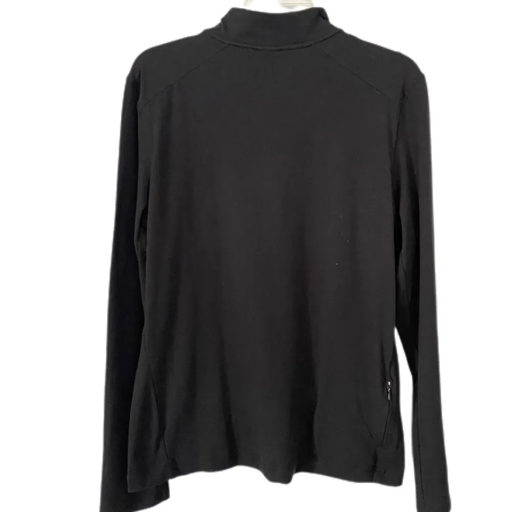 Kyodan Athletic Long Sleeve Knit 3/4 Zip Shirt Black Right Side Pocket Size P/S - Image 2