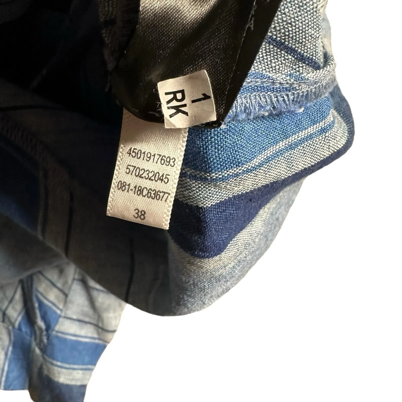 Black Label Chicos 0 Linen Top Women S Blue‎ Striped Asymmetric Coastal Resort - Image 7