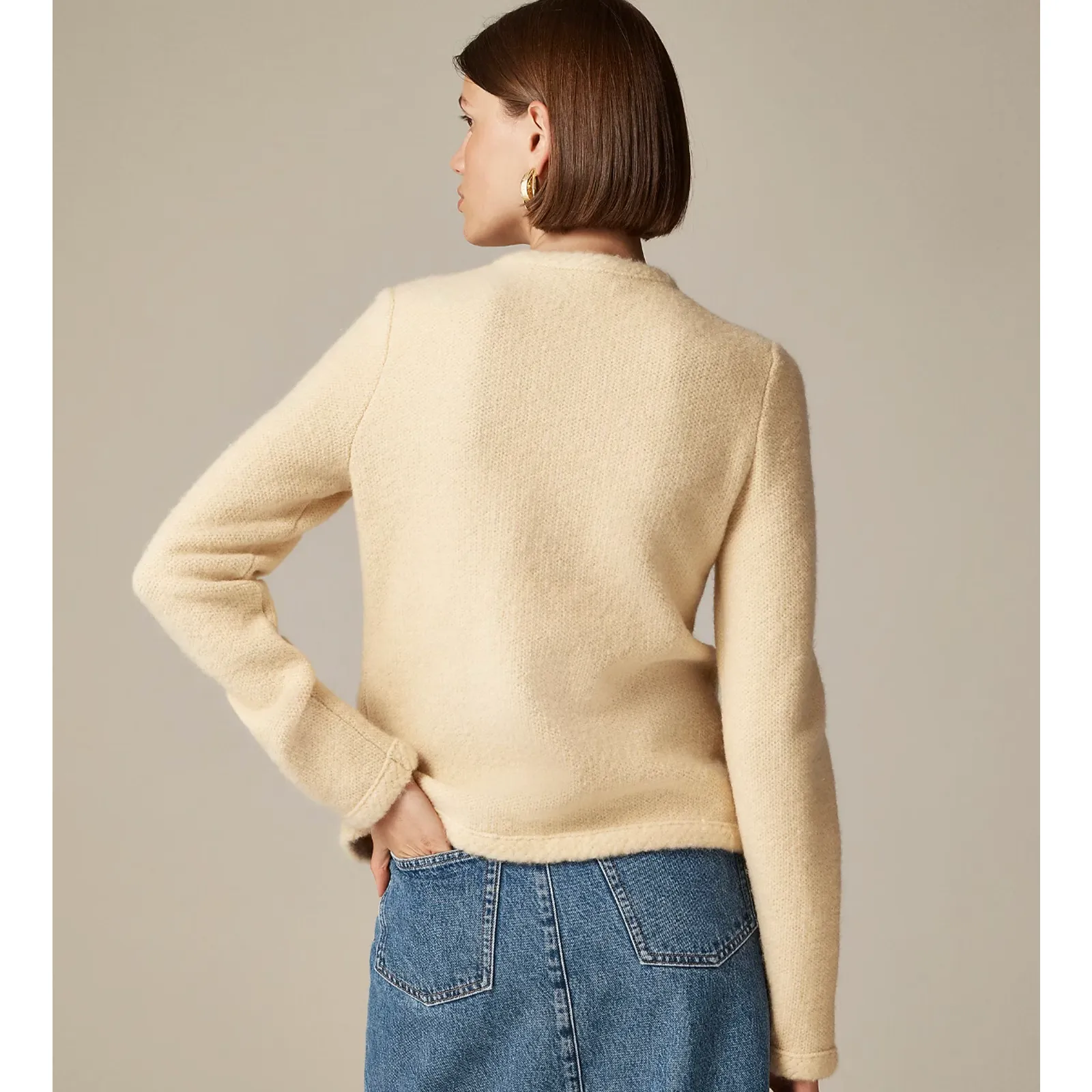 J.Crew Textured Sweater Lady Jacket Wool Alpaca Blend Preppy Black Medium NWT - Image 3