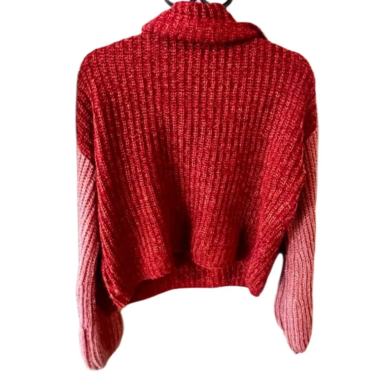 Gianni Bini Red and Orange Cowl Neck Sweater - Image 3