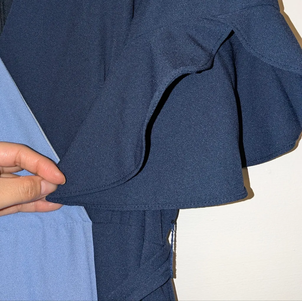 Antropologie Hutch V Neck Color Block Flutter Sleeve Wrap Dress Blue/Lilac Sz M - Image 7