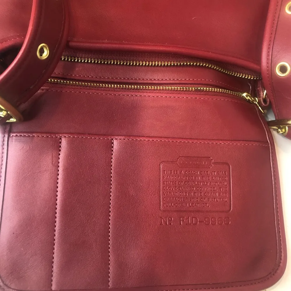 Vintage  Legacy Zip Red Glove-Tanned Leather Shoulder Bag 9966 COA - Image 8