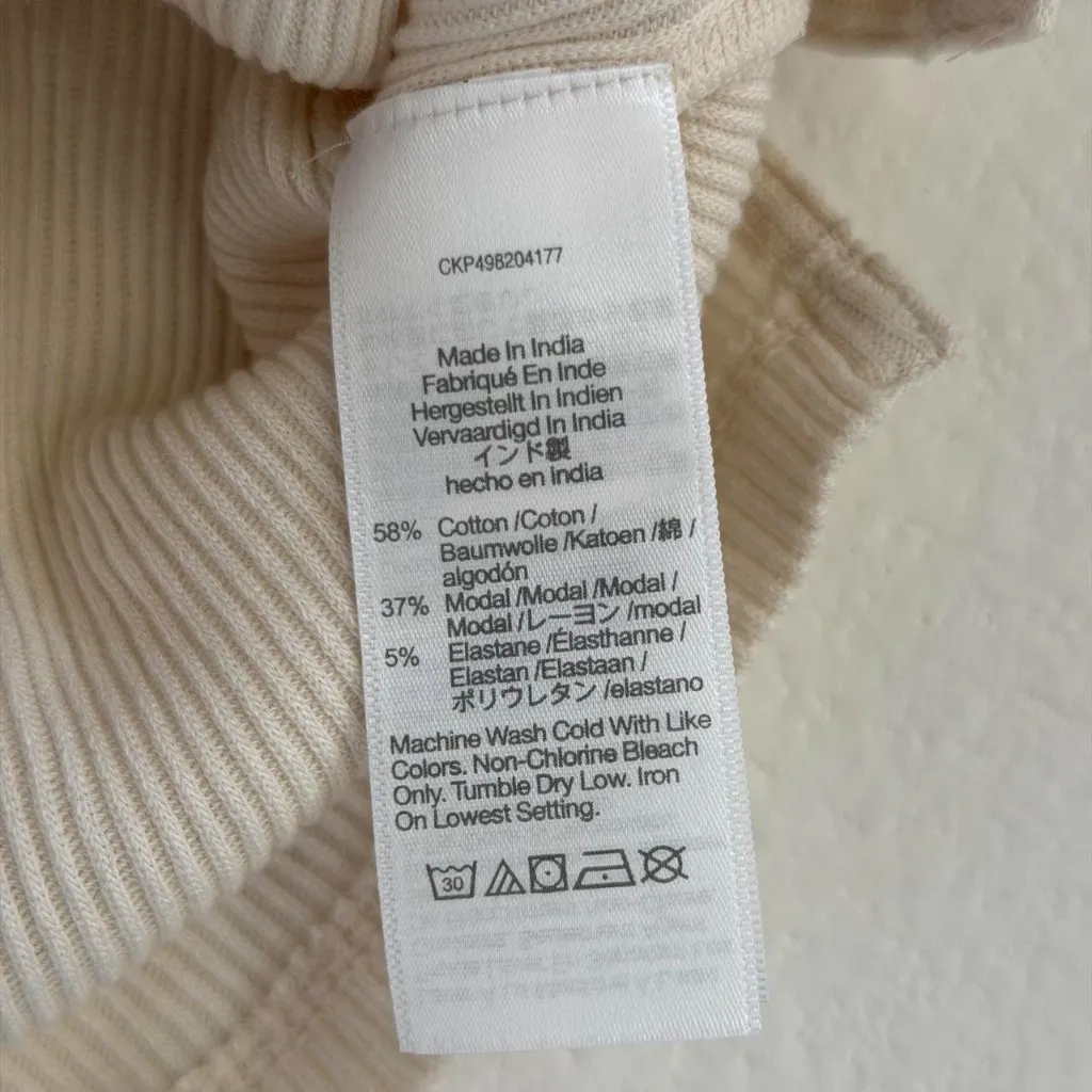 Madewell Ribbed Lace-Up Short-Sleeve Tee in Vintage Ivory, Size X-Small - Image 9