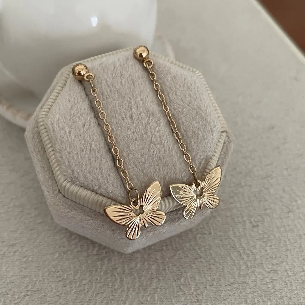 Shiny butterfly dangle earrings - Image 2