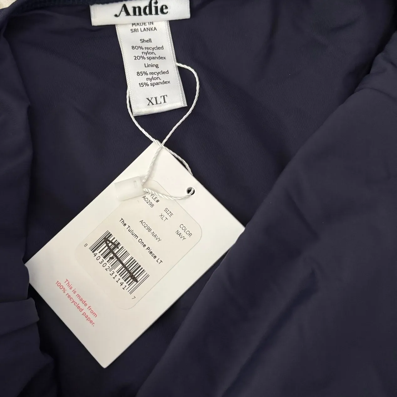 NEW Andie Size XLT XL Tall The Tulum One Piece Swimsuit Bathing Suit Navy Blue - Image 5