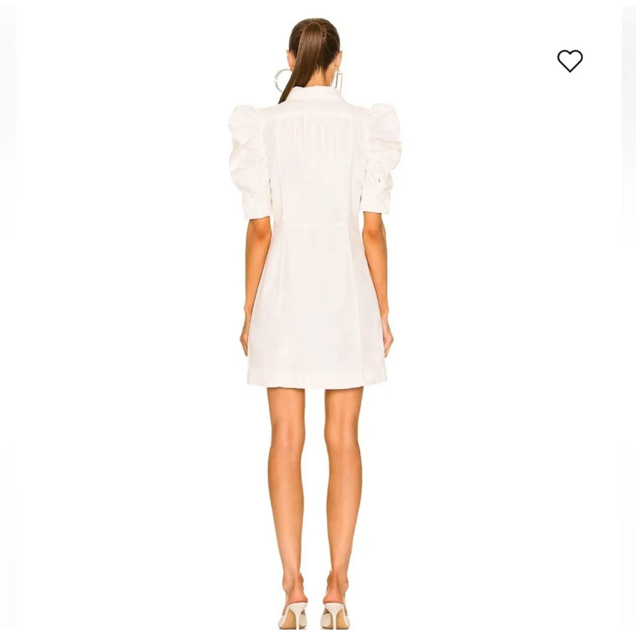 Frame‎ Gillian Shirt Dress in Ecru Size M Poplin Denim Puff Sleeve Mini Preppy - Image 3