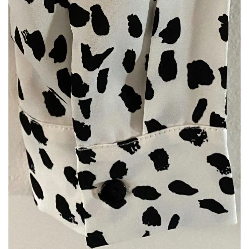 Cupshe Black White Spotted Blazer Long Sleeve Button Up Blouse Women's Size XS​ - Image 15