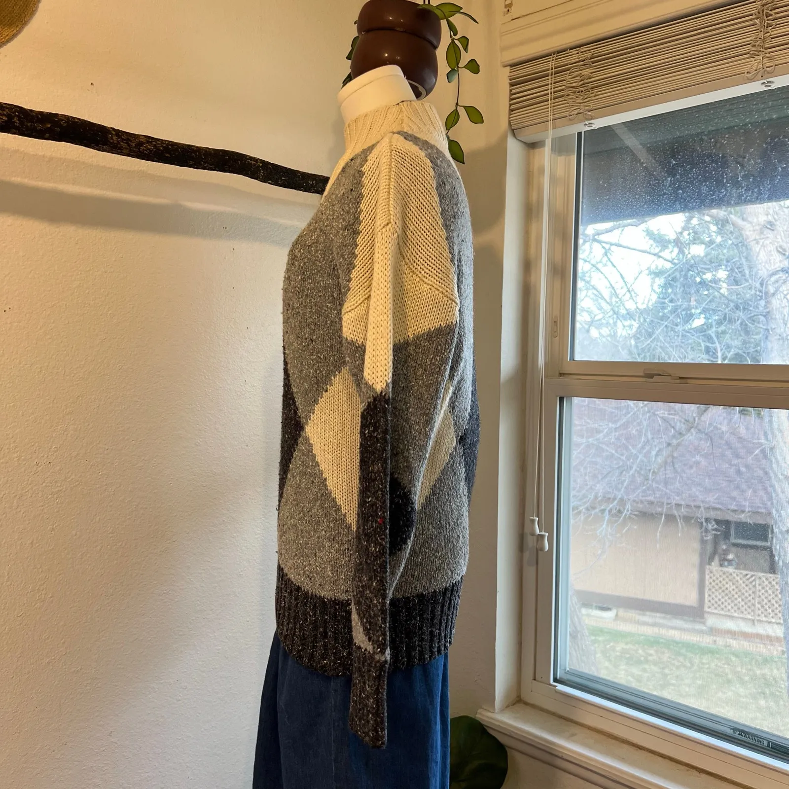 Liz Claiborne Vintage 90s Gray, Black & White Wool Cotton Blend Size Small - Image 4