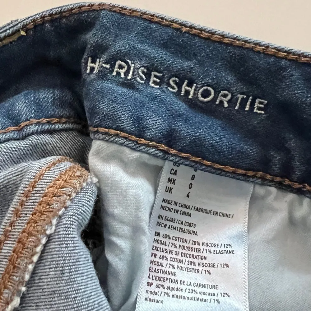 AEO super stretch Hi-rise shortie denim jean shorts Size 0 - Image 3