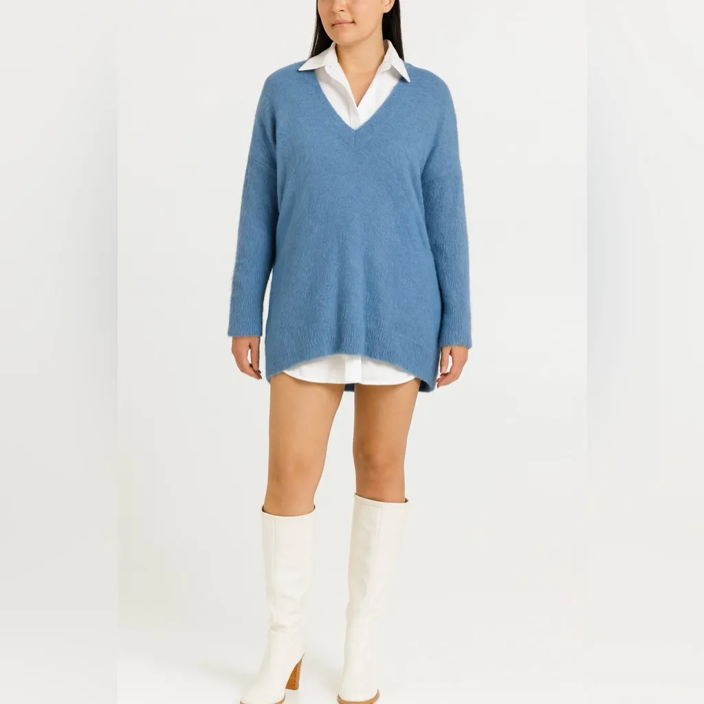 Show Me Your MuMu Cozy Forever Fuzzy Blue Oversized Sweater or Dress Size XL - Image 2