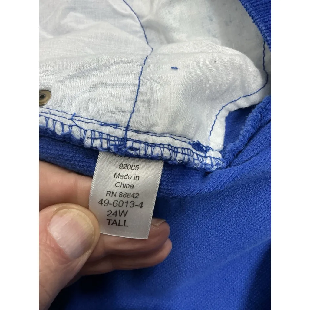 Womans Woman Within Courdory Pants 24 WT Royal Blue - Image 4