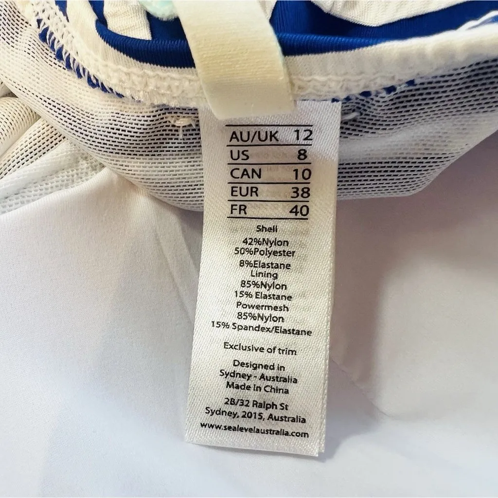 Sea Level Capri Frill One Piece Swimsuit Size US 8 Blue White Stripes Nautical - Image 10