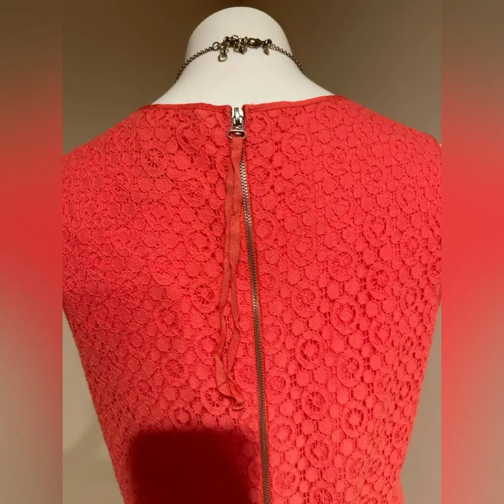 Max Studio Salmon Pink Lace Knee Length Sleeveless Zip In Back V Neck SZ… - Image 6