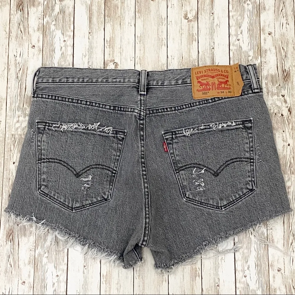 Levi's Levi’s 501 Gray Custom Distressed Cutoff Shorts 34 - Image 12