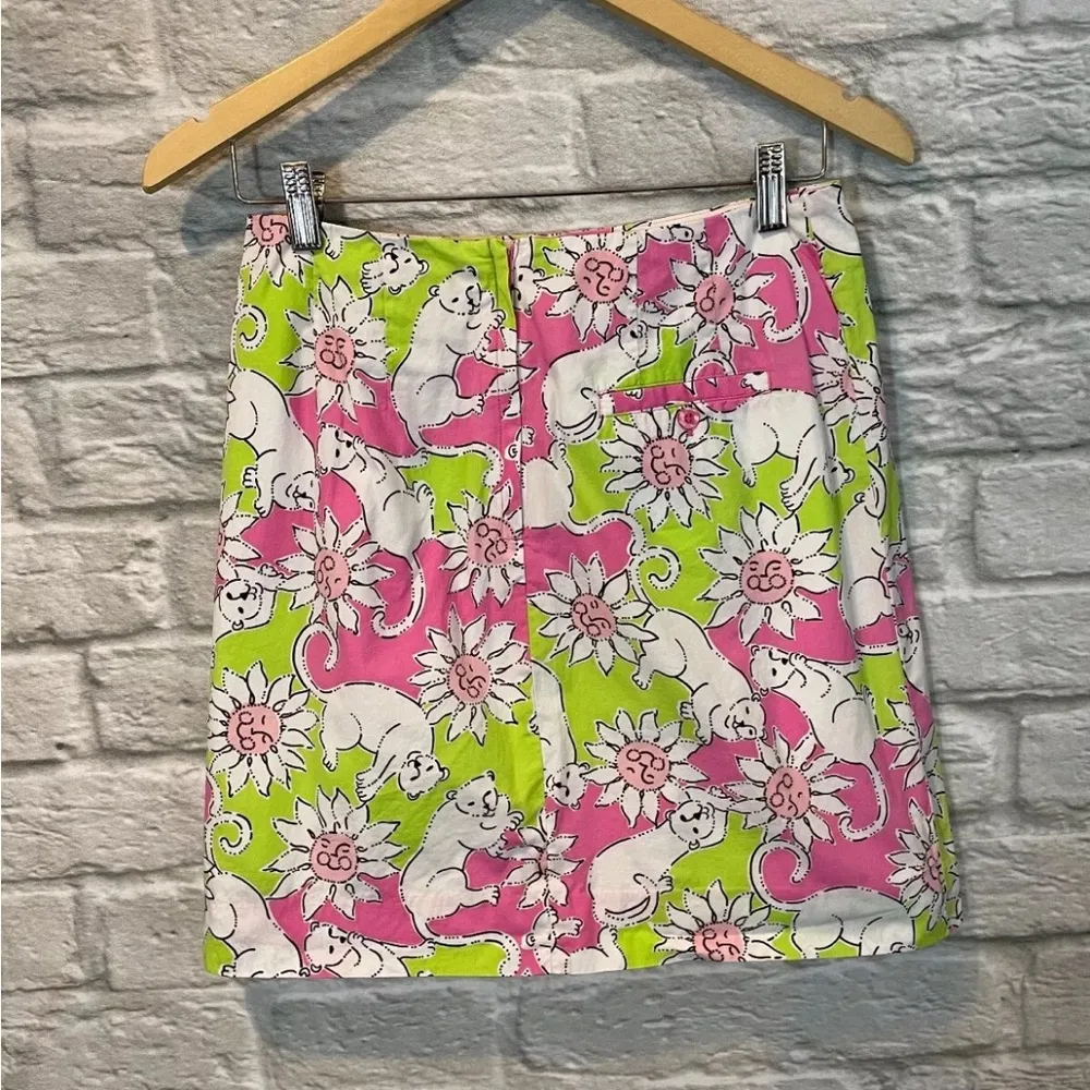 LILLY PULITZER White Label Vintage Cotton Cat & Sun Print Size 4 - Image 2