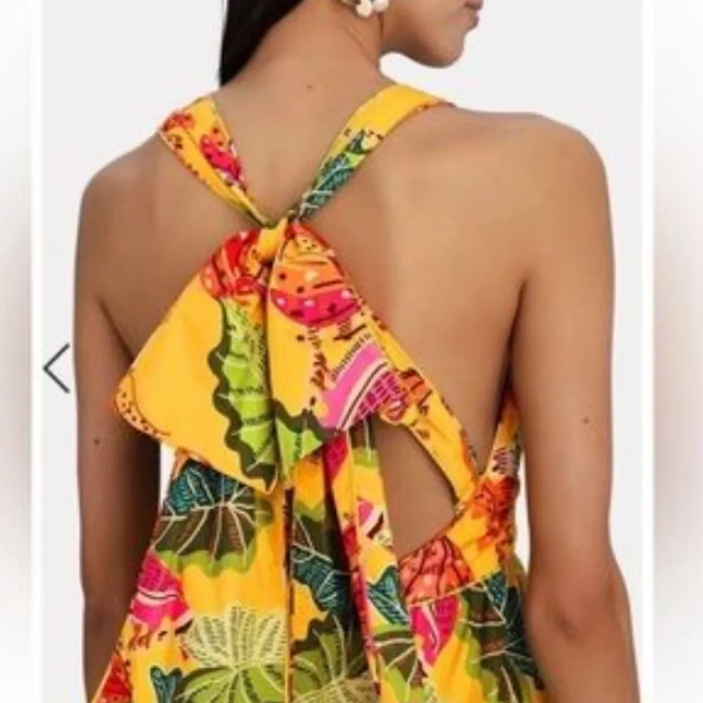 FARM RIO Yellow Beaks & Bananas Print Cotton Maxi Sundress Size Medium - Image 2