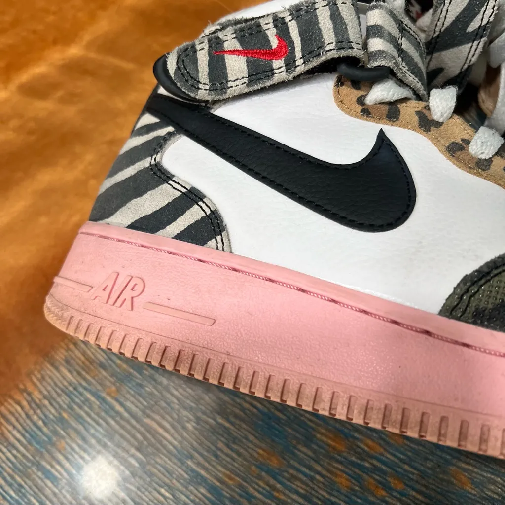 Nike Air Force 1 Mid Tunnel Walk Pink Animal Print Women’s Size 7.5 US - Image 5
