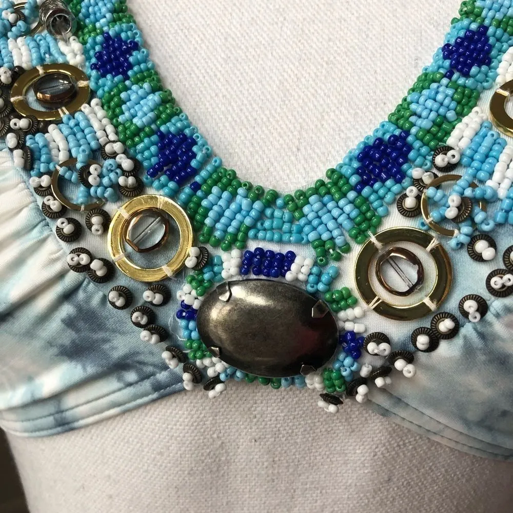 Victoria’s Secret Swim Bikini Top Beaded Tie Dye S - Image 4