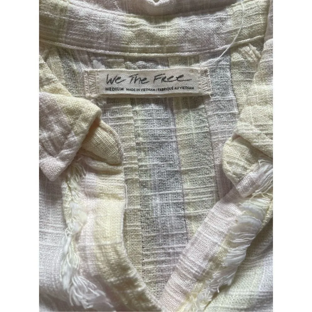 Free People We the free First Light Yellow Away at Sea Striped Frayed he… - Image 10