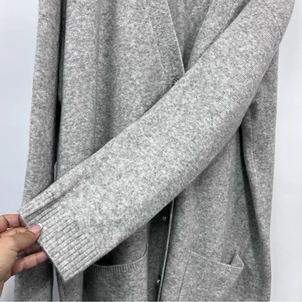 Talbots Plus 1x Light Gray Cardigan Sweater wool alpaca button up pearl buttons - Image 8