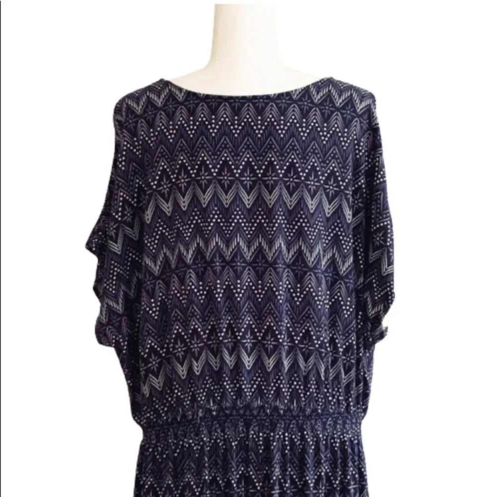 Blair Dress Blue White Chevron Print Short Sleeve Casual Dress Plus Size 2X - Image 5