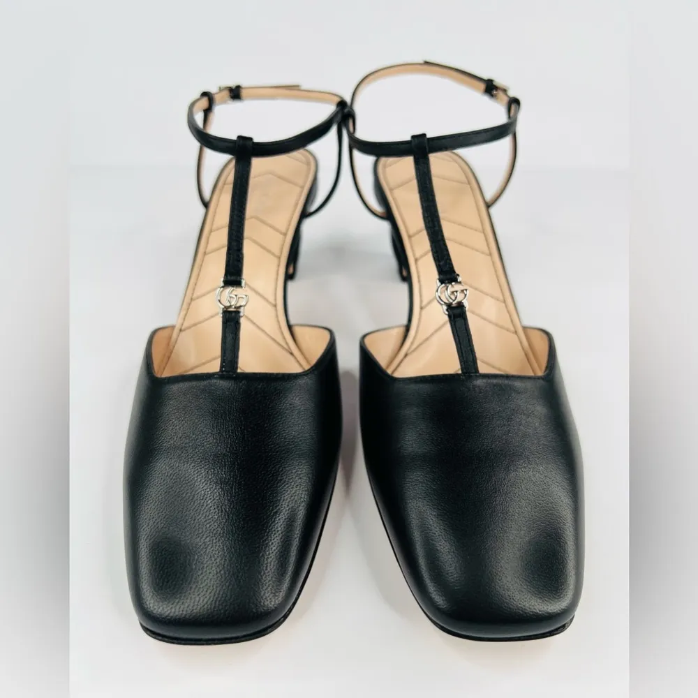 GUCCI WOMEN'S PETITE GG SLINGBACK NAPPA LEATHER CHARLOTTE PUMPS SIZE EU 40 - Image 5