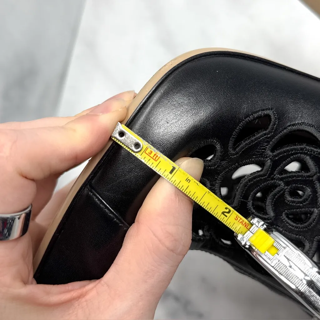 Valentino Garavani Leather Floral Laser Cut Block Heel Ankle Booties Boots Black - Image 13