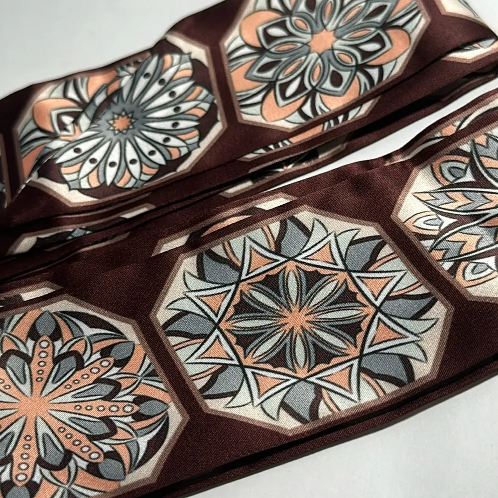 Two Vintage Mandala Pattern Thin Purse Scarves / Hair Bands / Scarve - Image 2