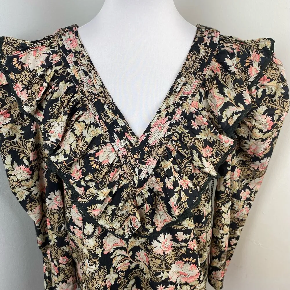 ST. ROCHE Hatfield Top in Floral Belladonna Print Organic Cotton Size 2 $285 Black - Image 4