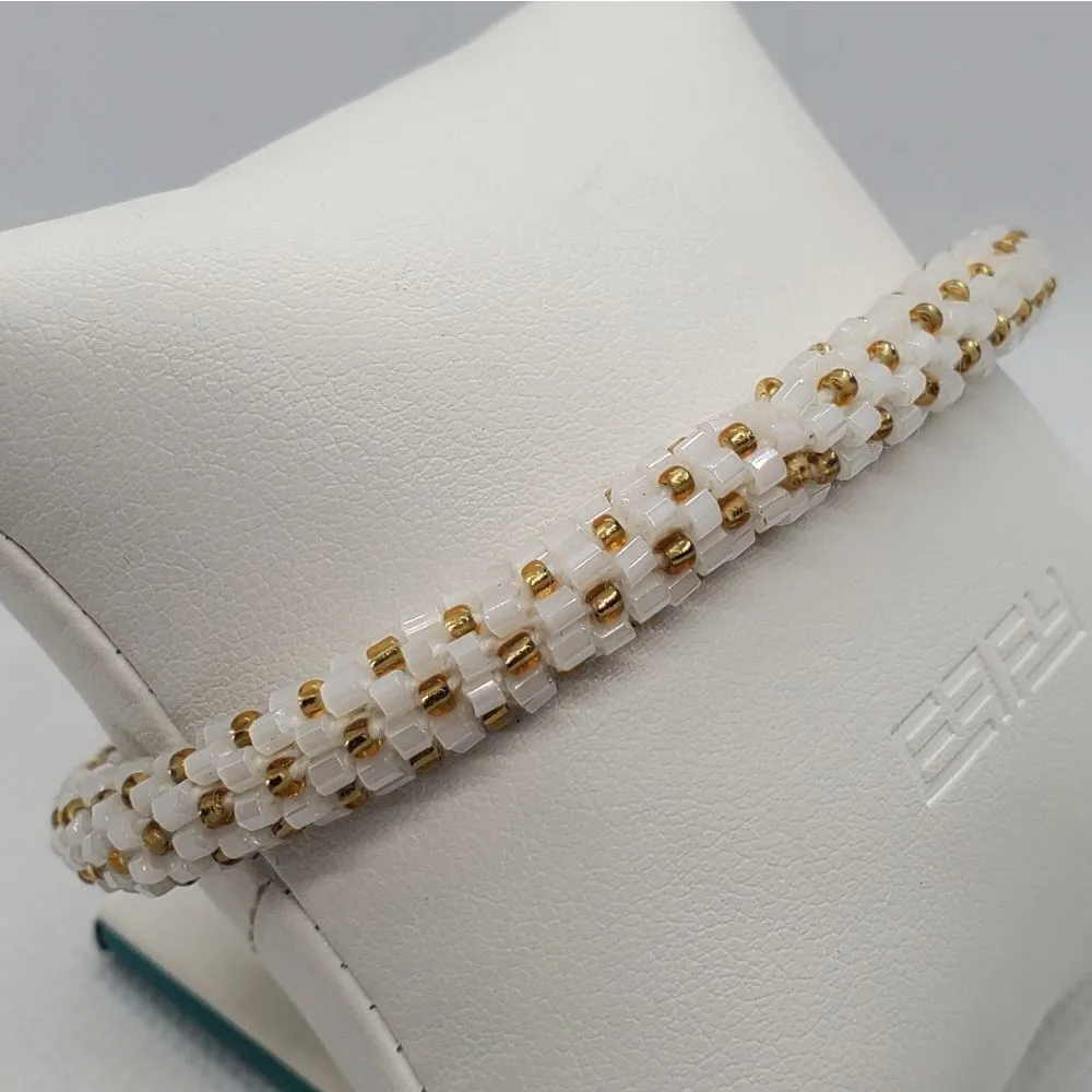 NWT 3 Strands White & Gold Colored Beaded Bracelet - Image 2