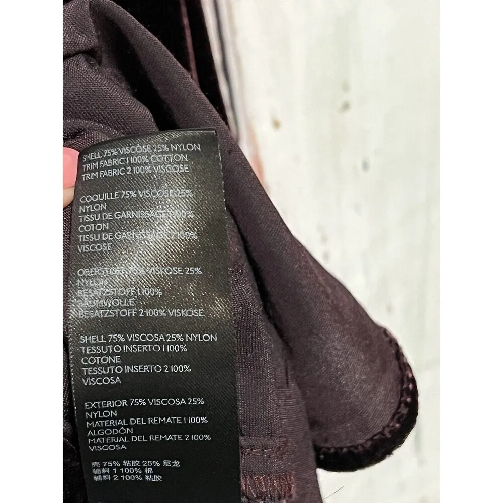 Anthropologie Maeve Crushed Velvet Karina Button Down Plum Long Sleeve / Size 14 - Image 6