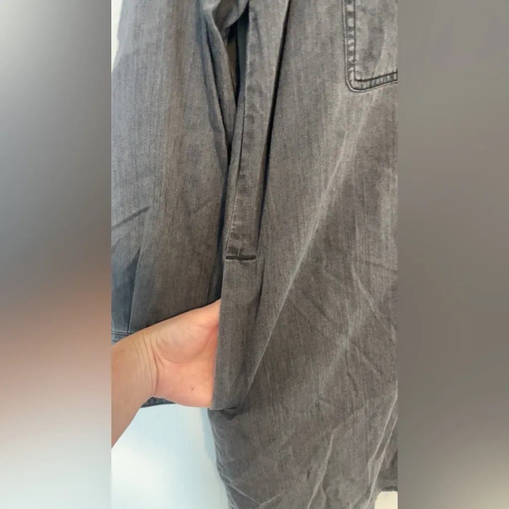 Madewell Denim Button Down Shirtdress Long Sleeve Wash Black Women Size Medium - Image 8