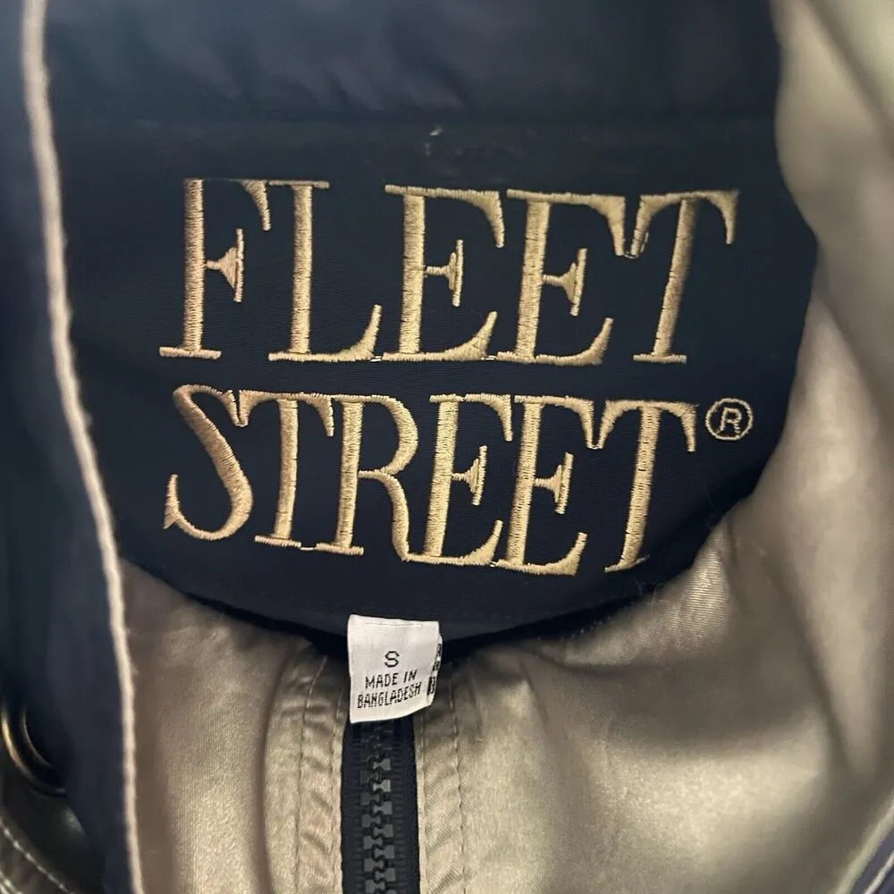 Fleet Street Jacket Women’s Small Black Gold Mid Length Trench Coat Classic Zip - Image 8