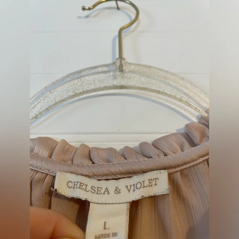 Chelsea & Violet Ruffle Boho Champagne Tan Blouse - Image 5