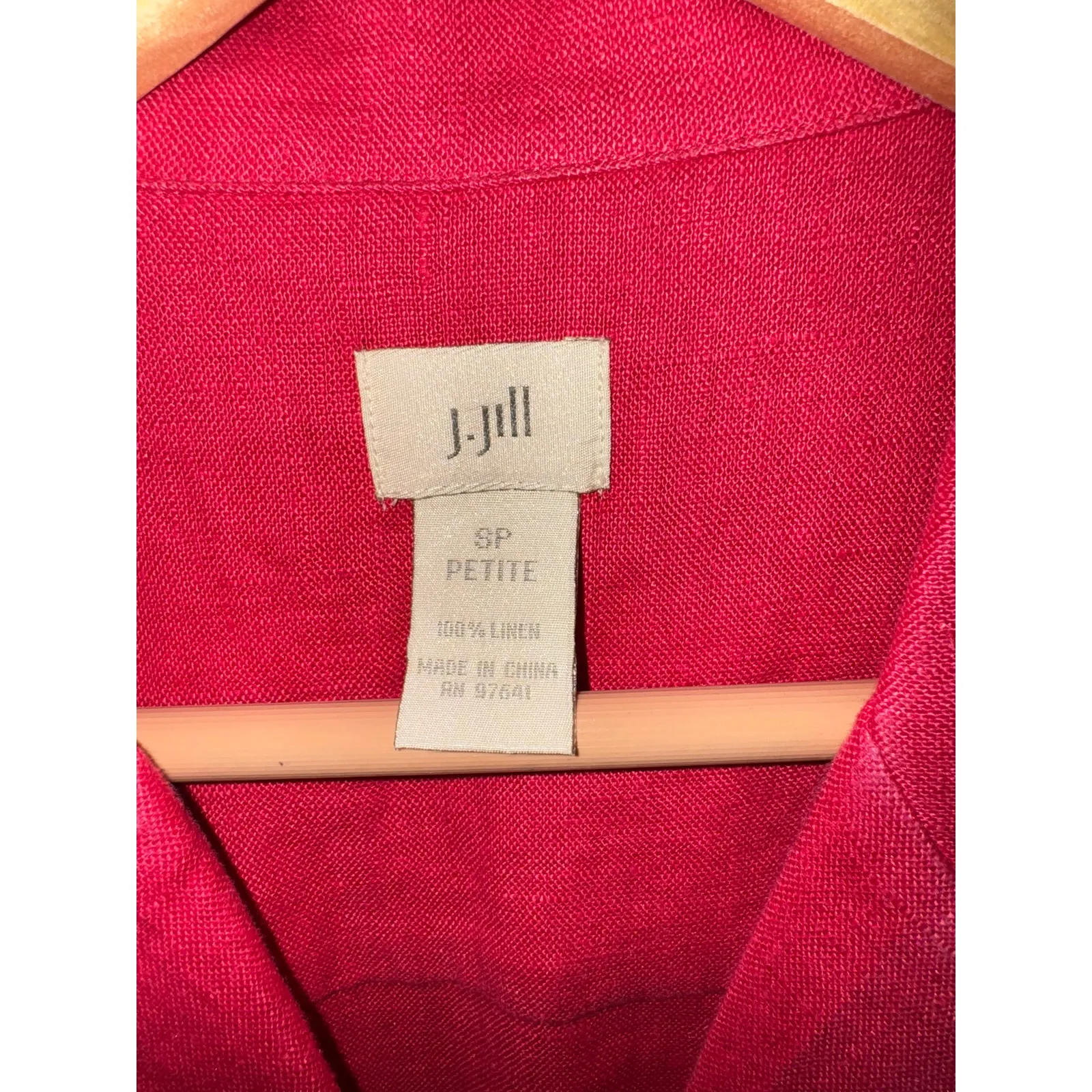 J Jill 100% Linen Blazer Small PETITE Jacket Pockets Relaxed Fit Barbie Pink Tie Size undefined - Image 7