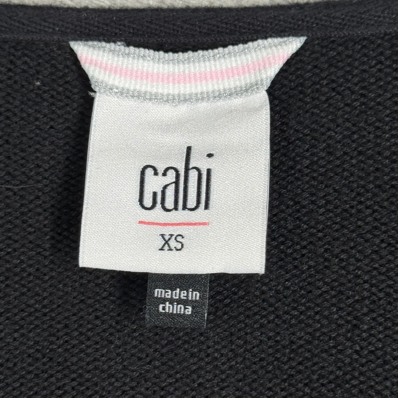 Cabi Offhand Cardigan Sweater‎ Open Front Tie Neck Pockets Knit Cotton Black XS - Image 5