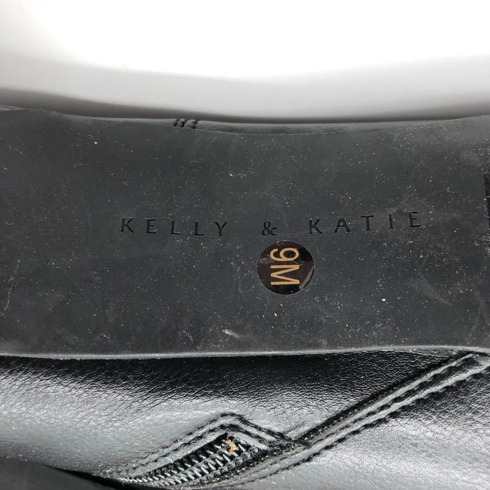 Kelly & Katie Womens Adeelah Ankle Booties Heel Faux Leather Zipper Black Size 9 - Image 7