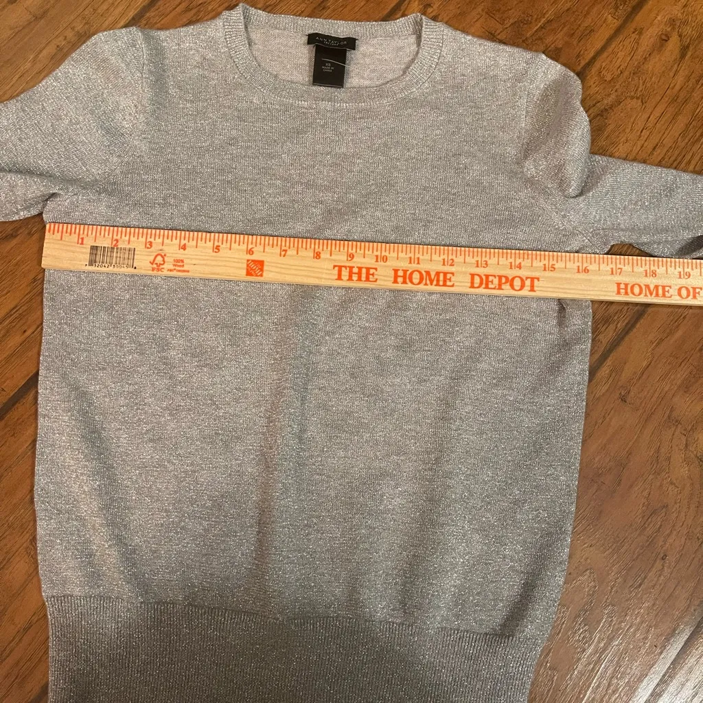 Ann Taylor Factory Silver sparkly Knit Sweater top shirt holiday woman’s XS - Image 5