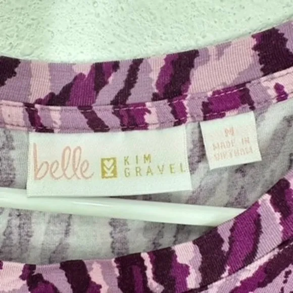 Belle by Kim Gravel‎ Purple Zebra Print Long Sleeve Top Women's Size M Casual Size M - Image 4