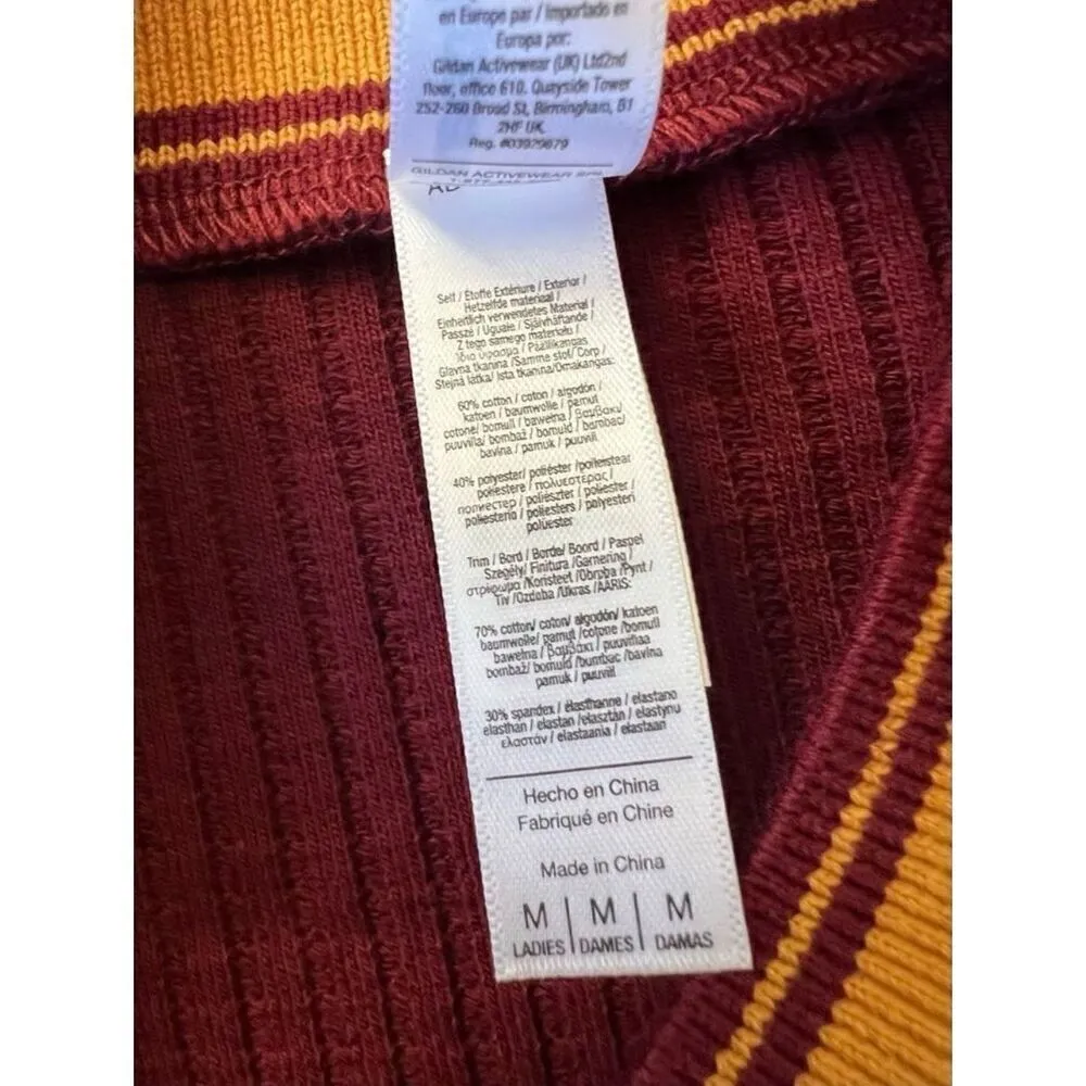 American Apparel Maroon Thick Ribbed Crew Neck Maroon Sporty Tee Dress Medium - Image 5