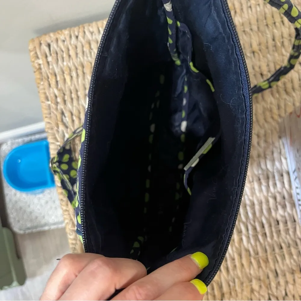 Vera Bradley crossbody Purse shoulder bag, Lucky Dots, navy, green, white polka - Image 4