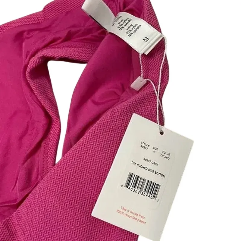 NWT Andie Swim The Ruched Side High Waisted Bikini Bottoms M Pink Orchid Pink - Image 9