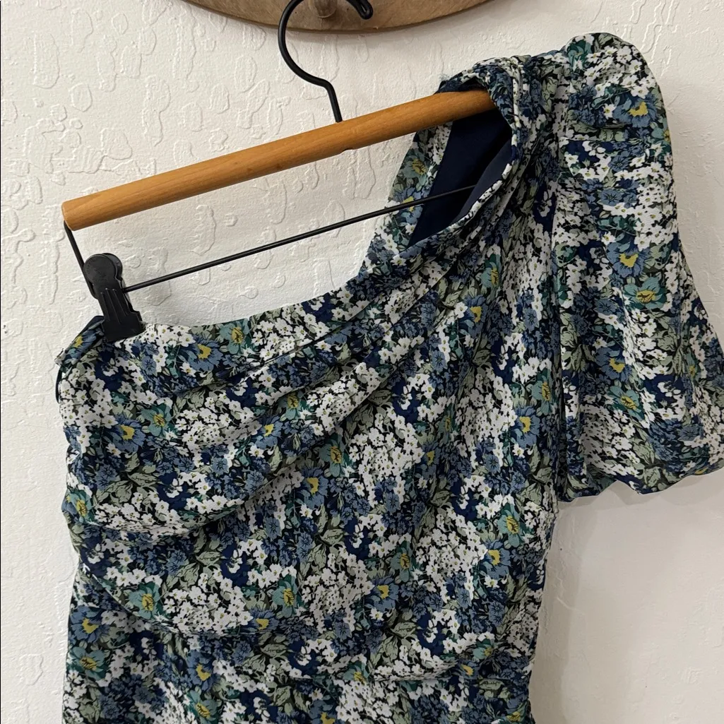 ASTR The Label SANTORINI DRESS Blue Green Yellow MIDI White Small - Image 4