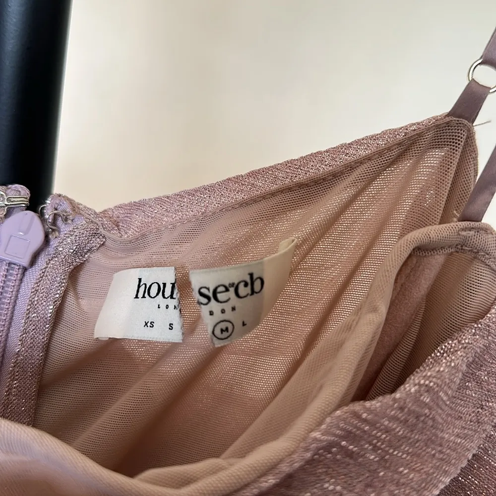 House of CB Ella Dress BodyCon Pink Ruched Sparkle Mesh Metallic Party NWOT sz M - Image 5