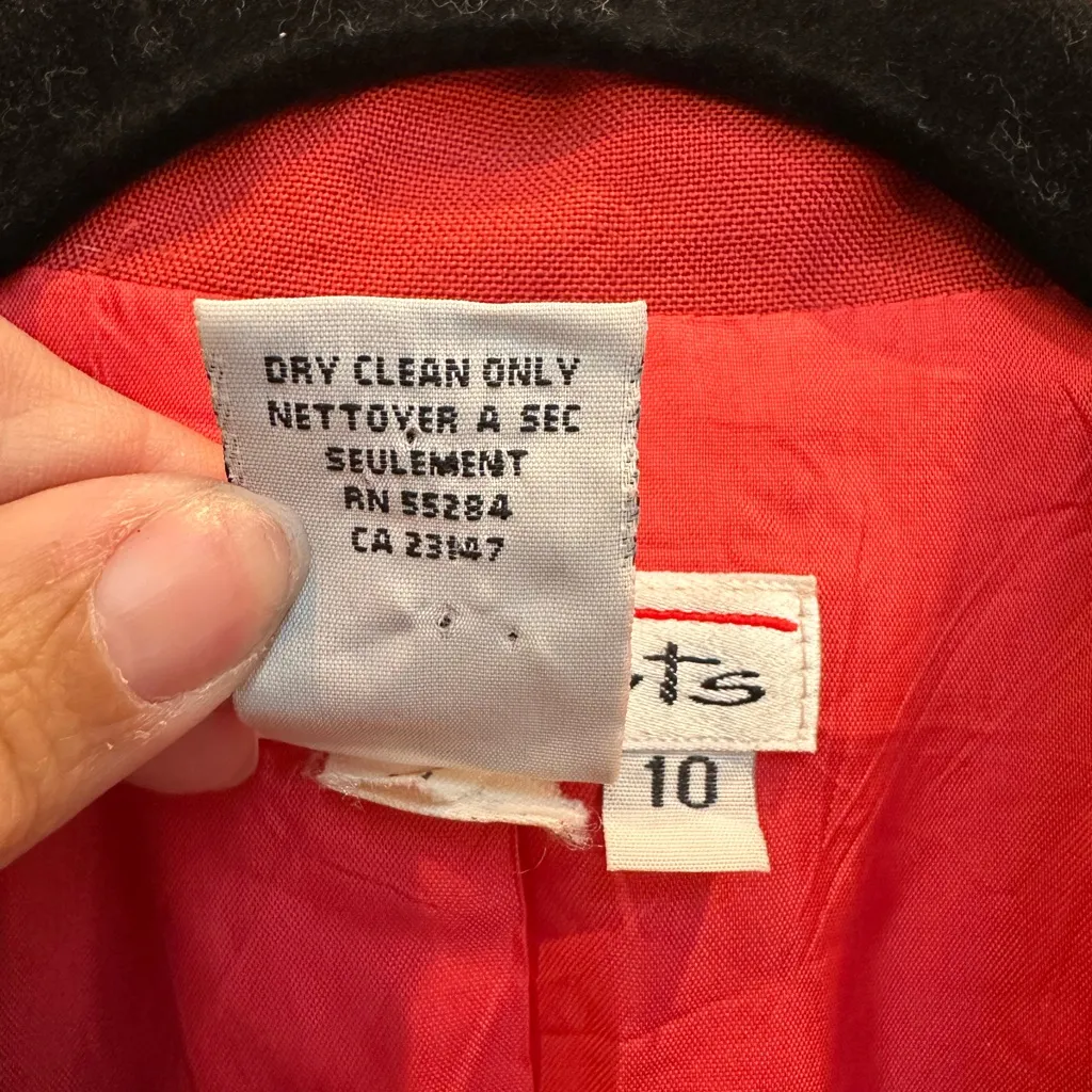Vintage Talbots Red Orange Linen Button Down Blazer Jacket Women’s Size 10 Med - Image 8