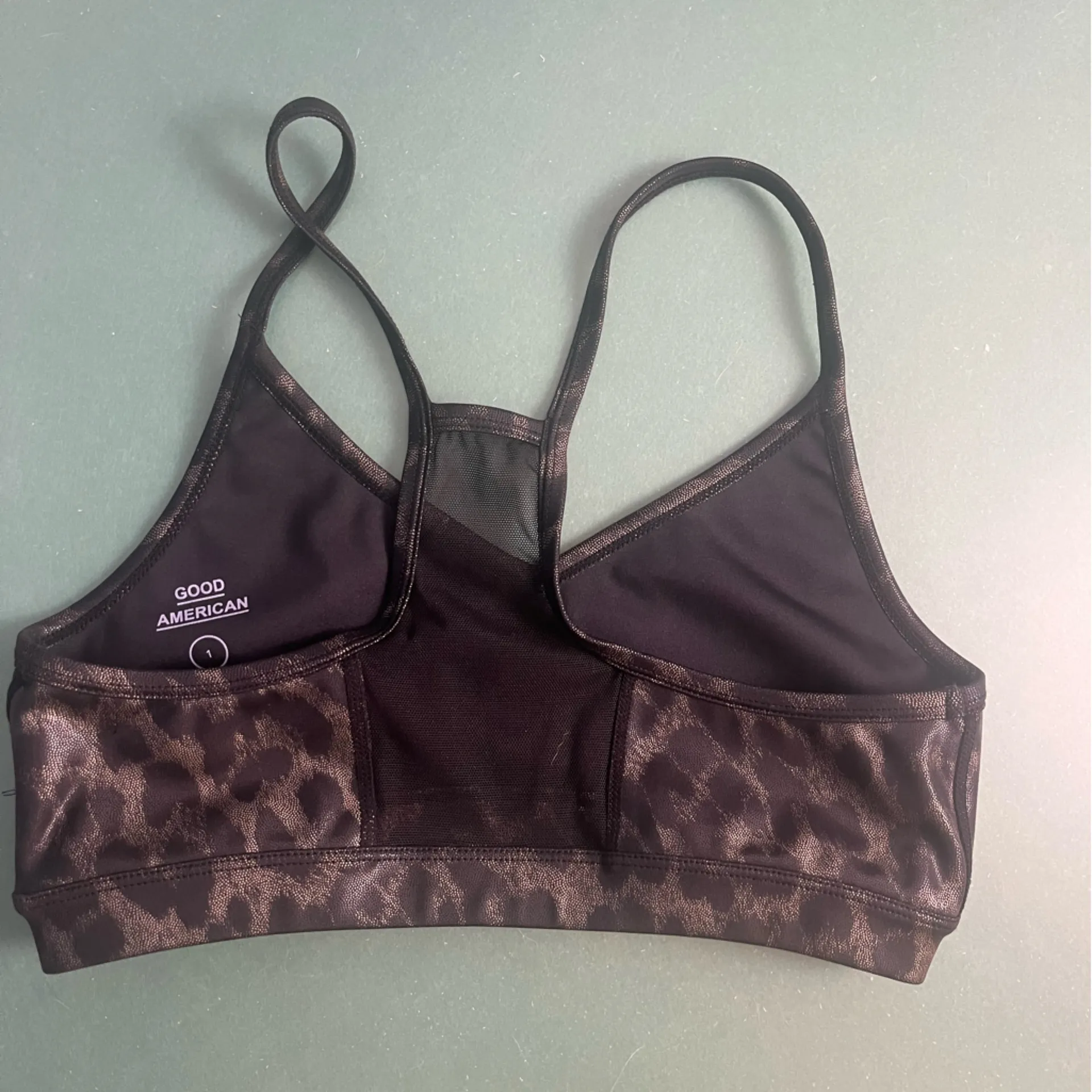 GOOD AMERICAN Gilded Leopard sports bra mesh back panel size small/1 - Image 4