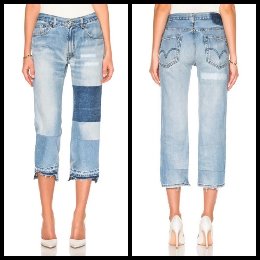 💕NILI LOTAN💕 Franki Patchwork Reworked Crop Jeans ~ Vintage Indigo 26 Blue - Image 3