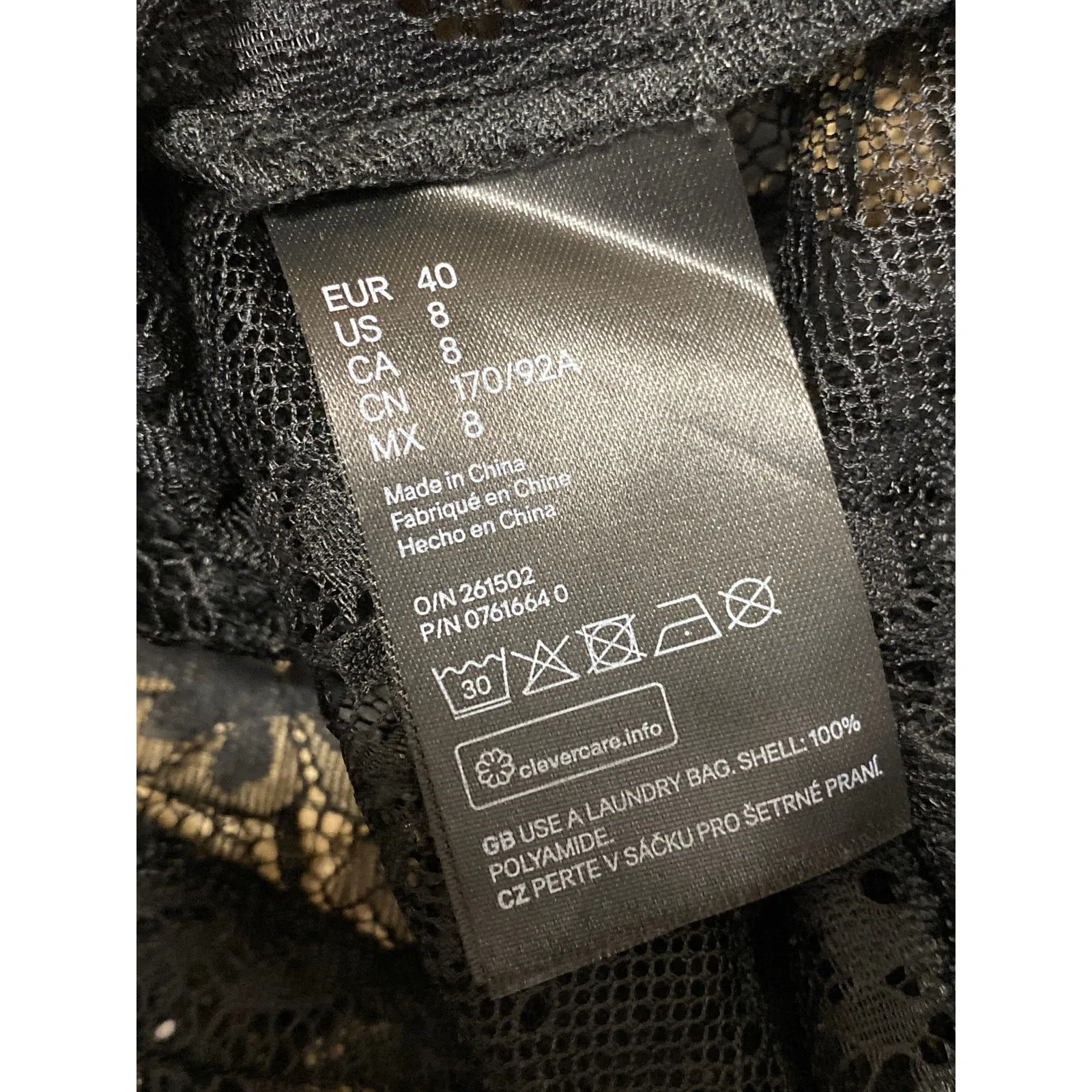 H&M Divided Black Floral Paisley Sheer Short Sleeve Lace Fringe Blouse Top Sz 8 - Image 6