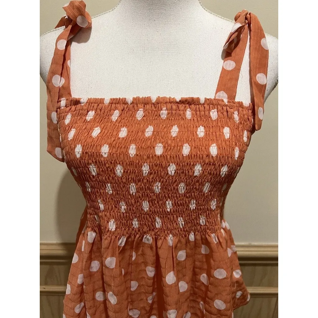 Sage  The Label ~ Smocked Top Light Orange & White ~ Size Medium - Image 2